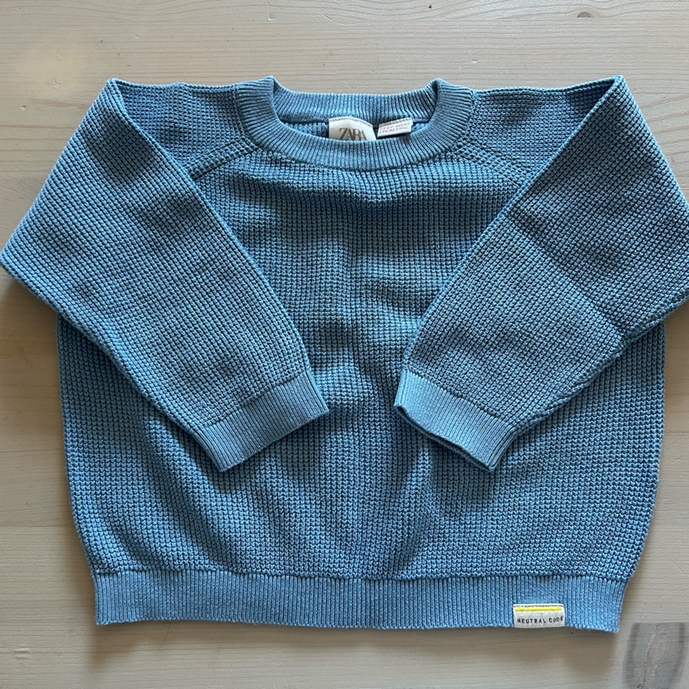 Blue Waffle Knit Sweater